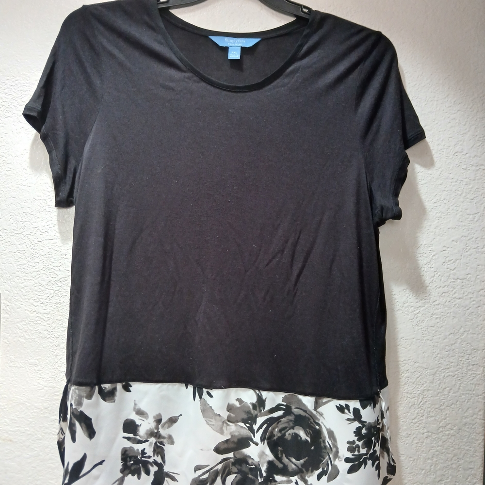 Simply Vera Vera Wang Black Boxy Short Sleeve Tee